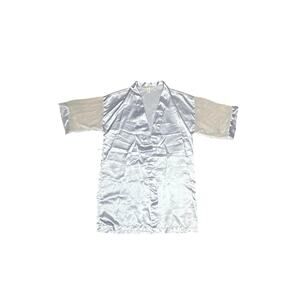 Private Luxuries Satin Lounge Robe Top Women’s M Silver Sleepwear Kimono Style